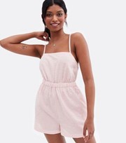 New Look Pink Stripe Strappy Lace Up Back Playsuit